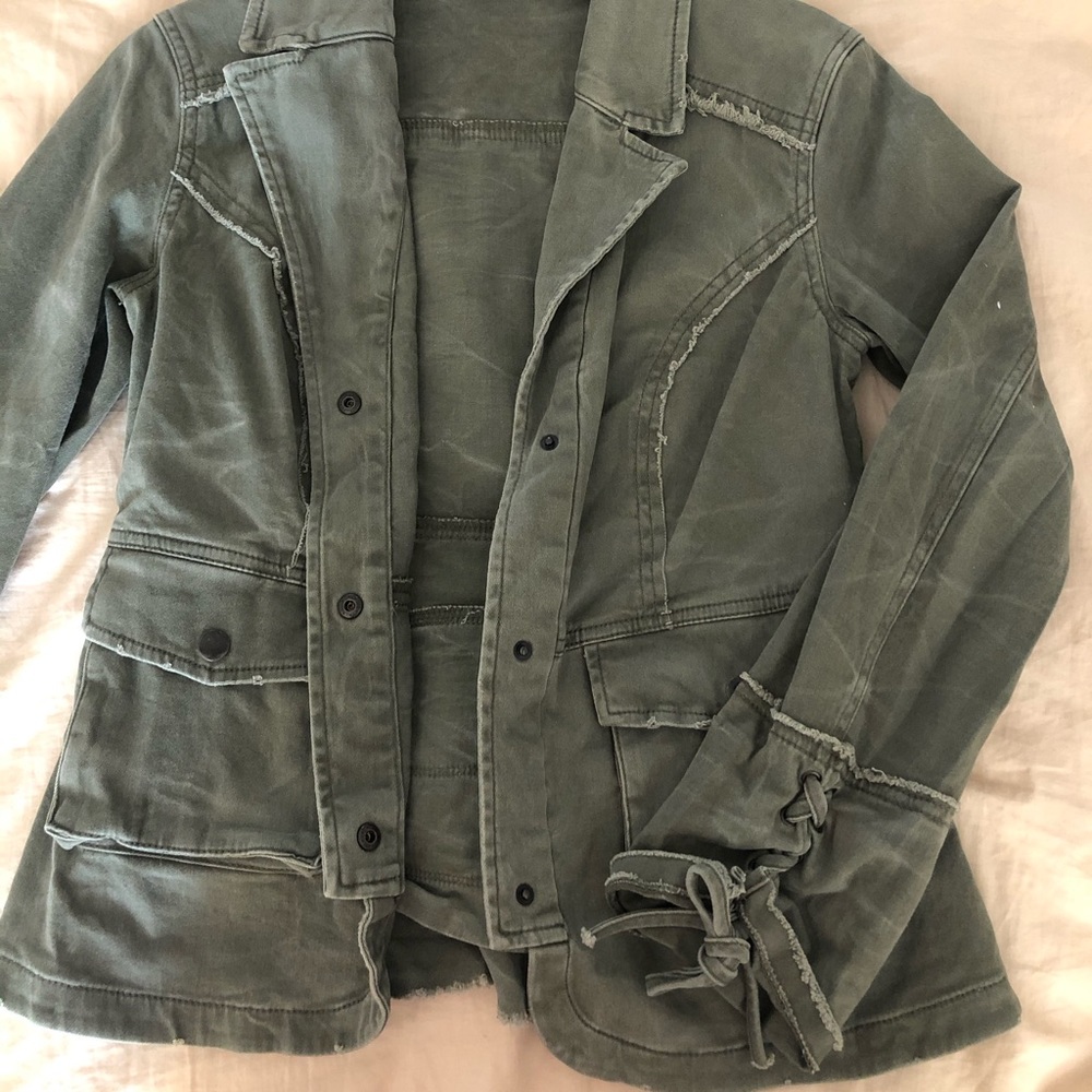 Free People Green Military Cargo Jacket